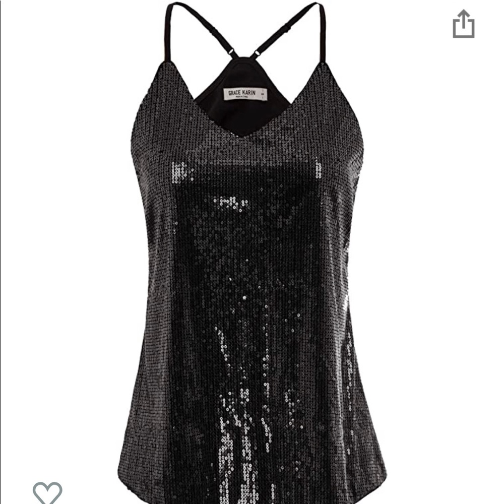 Black Sequin Tank Top